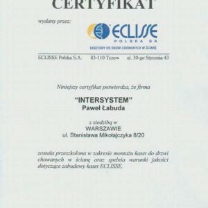 certyfikat montażu kaset eclisse